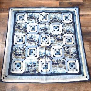Handmade Bird Throw Quilt, Geometric Design, 41 x 41.5 Inches